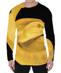 Yellow Snake Print Men's Long Sleeve T-Shirt