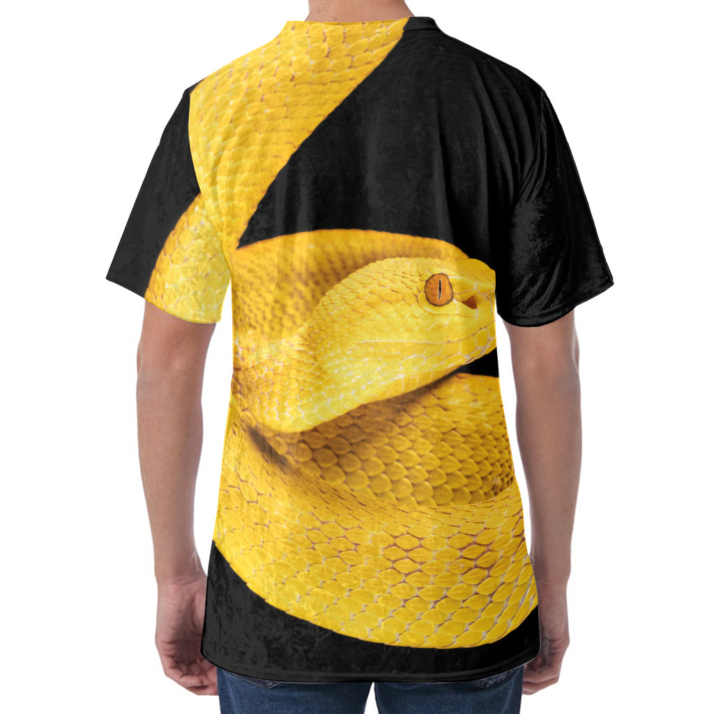 Yellow Snake Print Men's Velvet T-Shirt Yellow Snake Print Men's Velvet T-Shirt