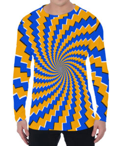 Yellow Spiral Moving Optical Illusion Men's Long Sleeve T-Shirt