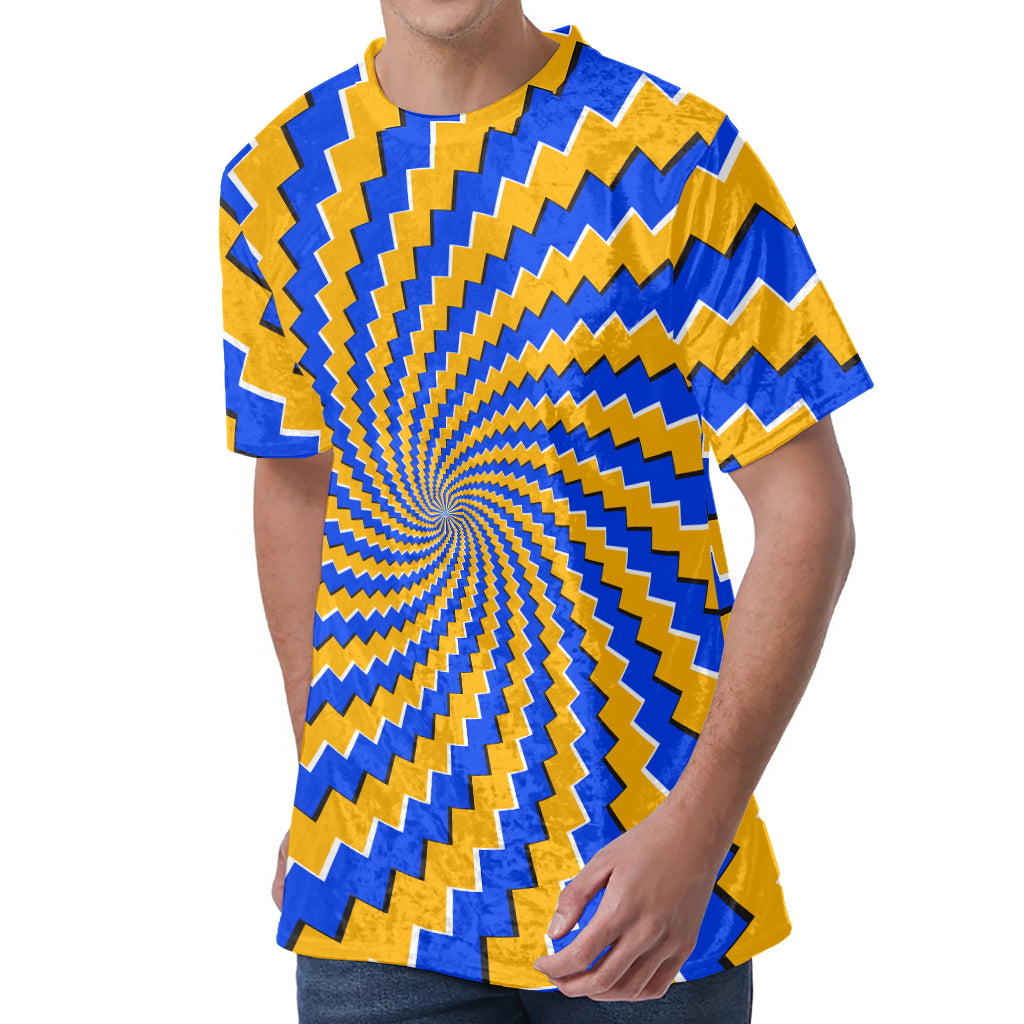 Yellow Spiral Moving Optical Illusion Men's Velvet T-Shirt Yellow Spiral Moving Optical Illusion Men's Velvet T-Shirt
