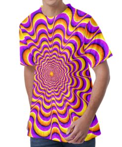 Yellow Splashing Moving Optical Illusion Men's Velvet T-Shirt