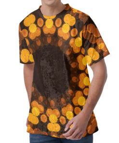 Yellow Spot Kaleidoscope Print Men's Velvet T-Shirt