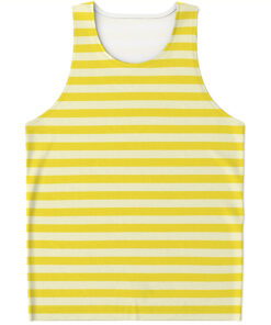 Yellow Striped Pattern Print Men's Tank Top