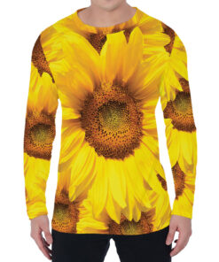 Yellow Sunflower Print Men's Long Sleeve T-Shirt