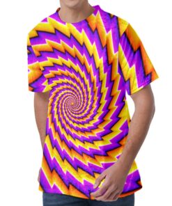 Yellow Twisted Moving Optical Illusion Men's Velvet T-Shirt