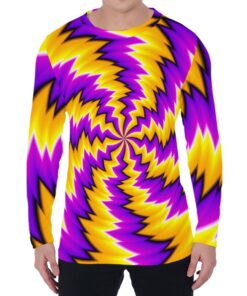 Yellow Vortex Moving Optical Illusion Men's Long Sleeve T-Shirt