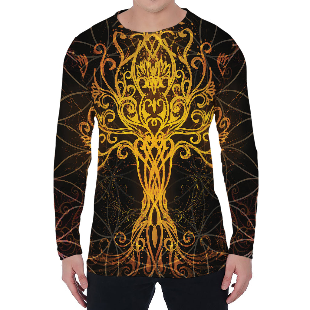 Yggdrasil Tree Of Life Print Men's Long Sleeve T-Shirt Yggdrasil Tree Of Life Print Men's Long Sleeve T-Shirt