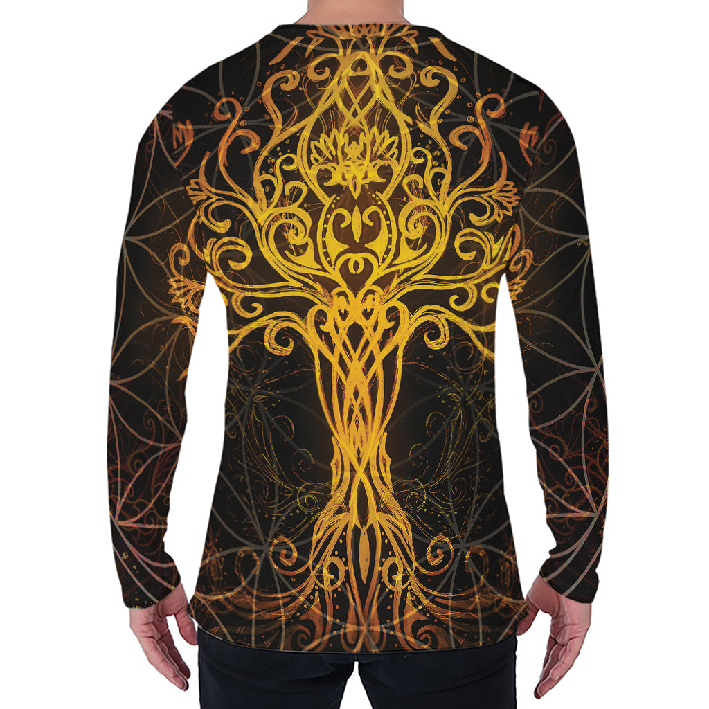 Yggdrasil Tree Of Life Print Men's Long Sleeve T-Shirt Yggdrasil Tree Of Life Print Men's Long Sleeve T-Shirt