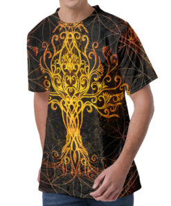 Yggdrasil Tree Of Life Print Men's Velvet T-Shirt