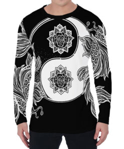 Yin And Yang Koi Carp Fish Print Men's Long Sleeve T-Shirt