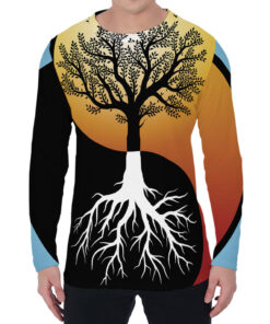 Yin Yang Tree Of Life Print Men's Long Sleeve T-Shirt