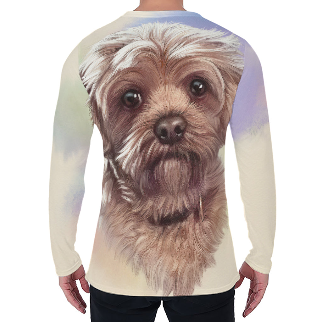Yorkshire Terrier Portrait Print Men's Long Sleeve T-Shirt Yorkshire Terrier Portrait Print Men's Long Sleeve T-Shirt