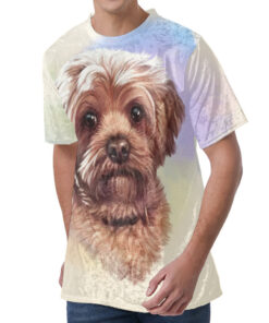 Yorkshire Terrier Portrait Print Men's Velvet T-Shirt