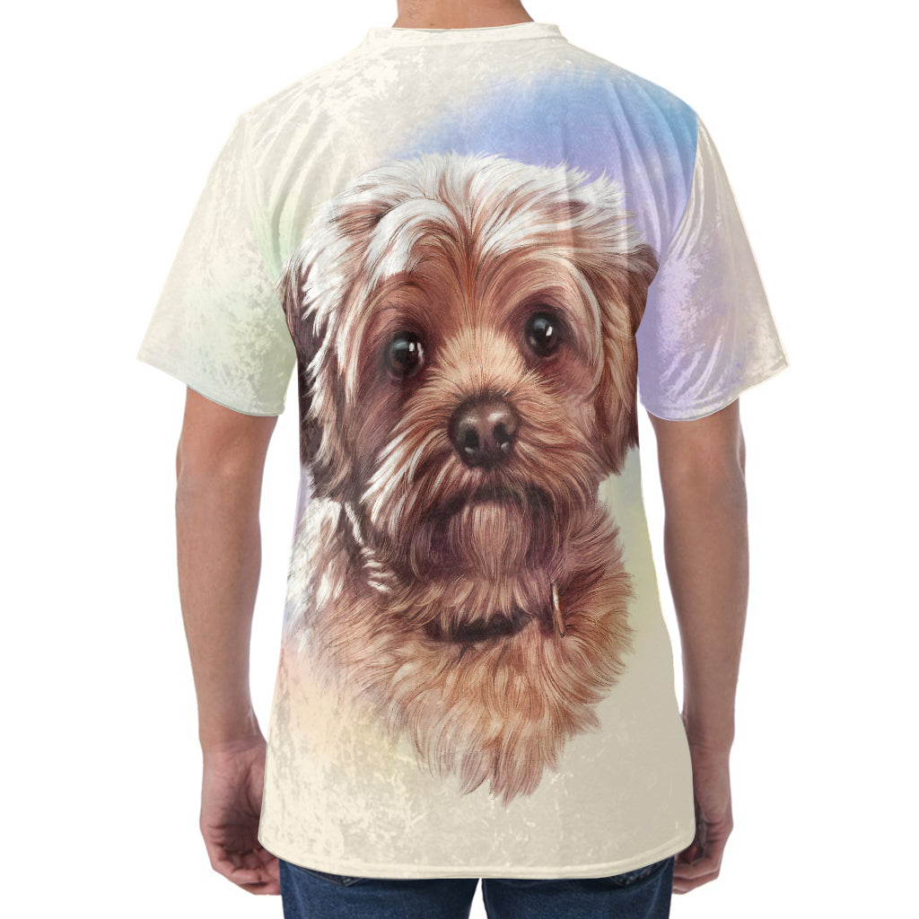 Yorkshire Terrier Portrait Print Men's Velvet T-Shirt Yorkshire Terrier Portrait Print Men's Velvet T-Shirt