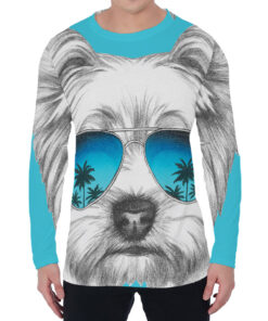 Yorkshire Terrier With Sunglasses Print Men's Long Sleeve T-Shirt