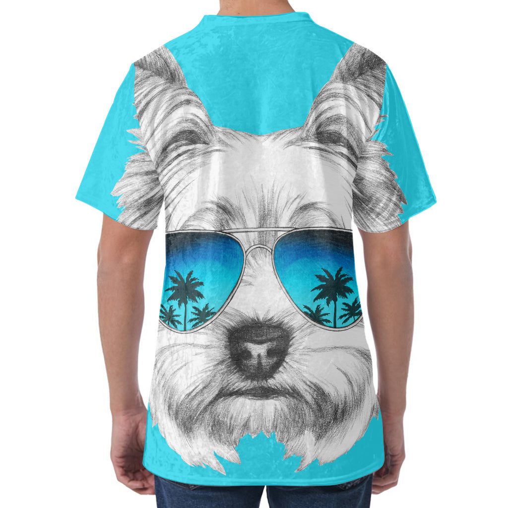 Yorkshire Terrier With Sunglasses Print Men's Velvet T-Shirt Yorkshire Terrier With Sunglasses Print Men's Velvet T-Shirt