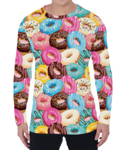 Yummy Donut Pattern Print Men's Long Sleeve T-Shirt