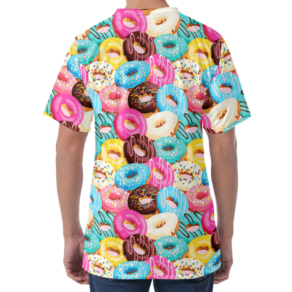 Yummy Donut Pattern Print Men's Velvet T-Shirt Yummy Donut Pattern Print Men's Velvet T-Shirt