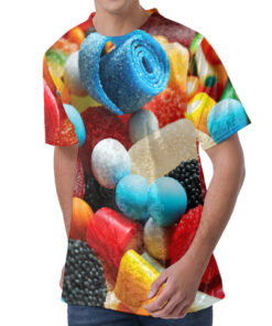 Yummy Gummy Print Men's Velvet T-Shirt