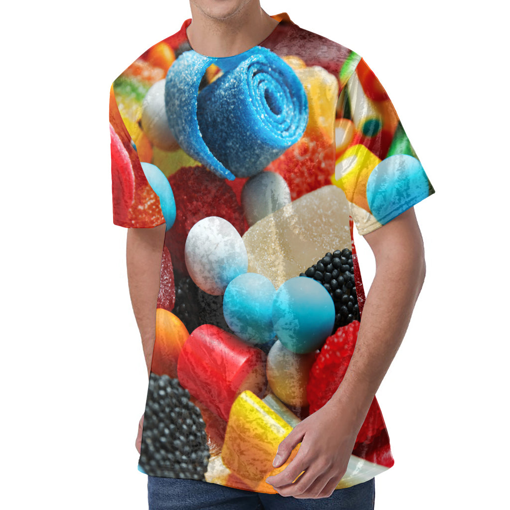 Yummy Gummy Print Men's Velvet T-Shirt Yummy Gummy Print Men's Velvet T-Shirt