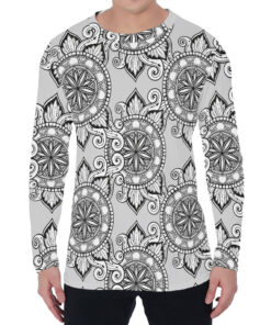 Zentangle Floral Pattern Print Men's Long Sleeve T-Shirt