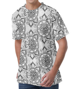Zentangle Floral Pattern Print Men's Velvet T-Shirt