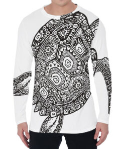 Zentangle Sea Turtle Print Men's Long Sleeve T-Shirt