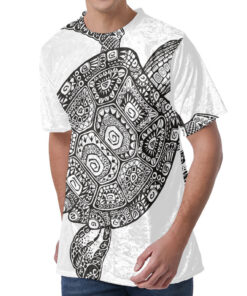 Zentangle Sea Turtle Print Men's Velvet T-Shirt