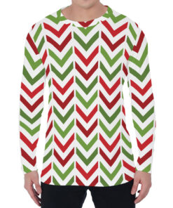 Zigzag Merry Christmas Pattern Print Men's Long Sleeve T-Shirt