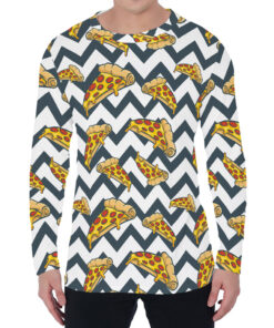 Zigzag Pizza Pattern Print Men's Long Sleeve T-Shirt