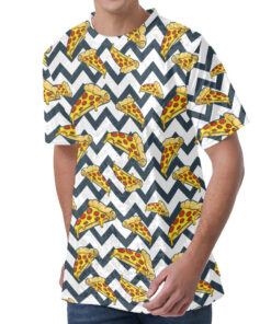 Zigzag Pizza Pattern Print Men's Velvet T-Shirt