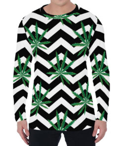 Zigzag Weed Pattern Print Men's Long Sleeve T-Shirt