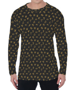 Zodiac Astrological Signs Pattern Print Men's Long Sleeve T-Shirt
