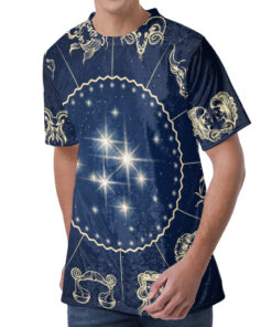 Zodiac Astrology Symbols Print Men's Velvet T-Shirt