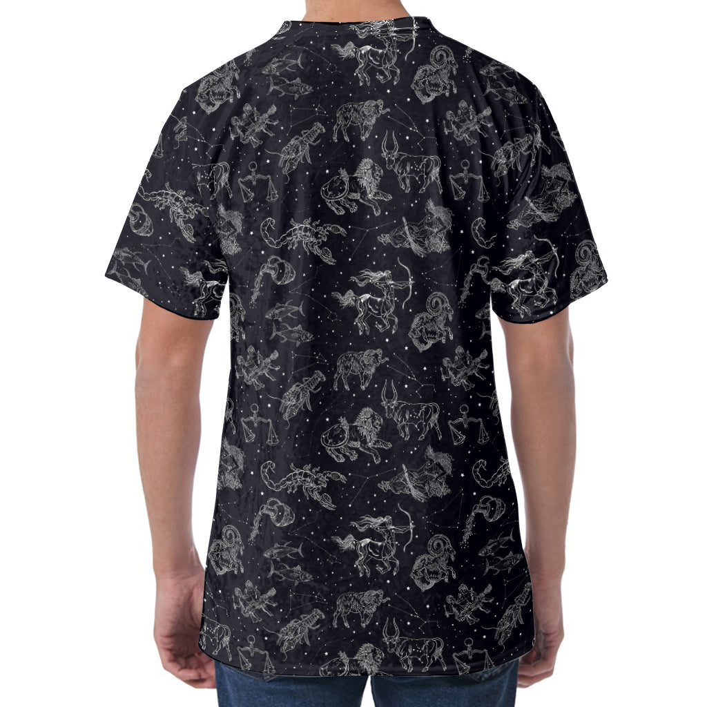 Zodiac Constellation Pattern Print Men's Velvet T-Shirt Zodiac Constellation Pattern Print Men's Velvet T-Shirt