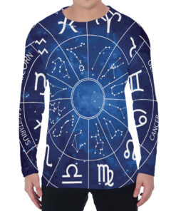 Zodiac Signs Wheel Print Men's Long Sleeve T-Shirt