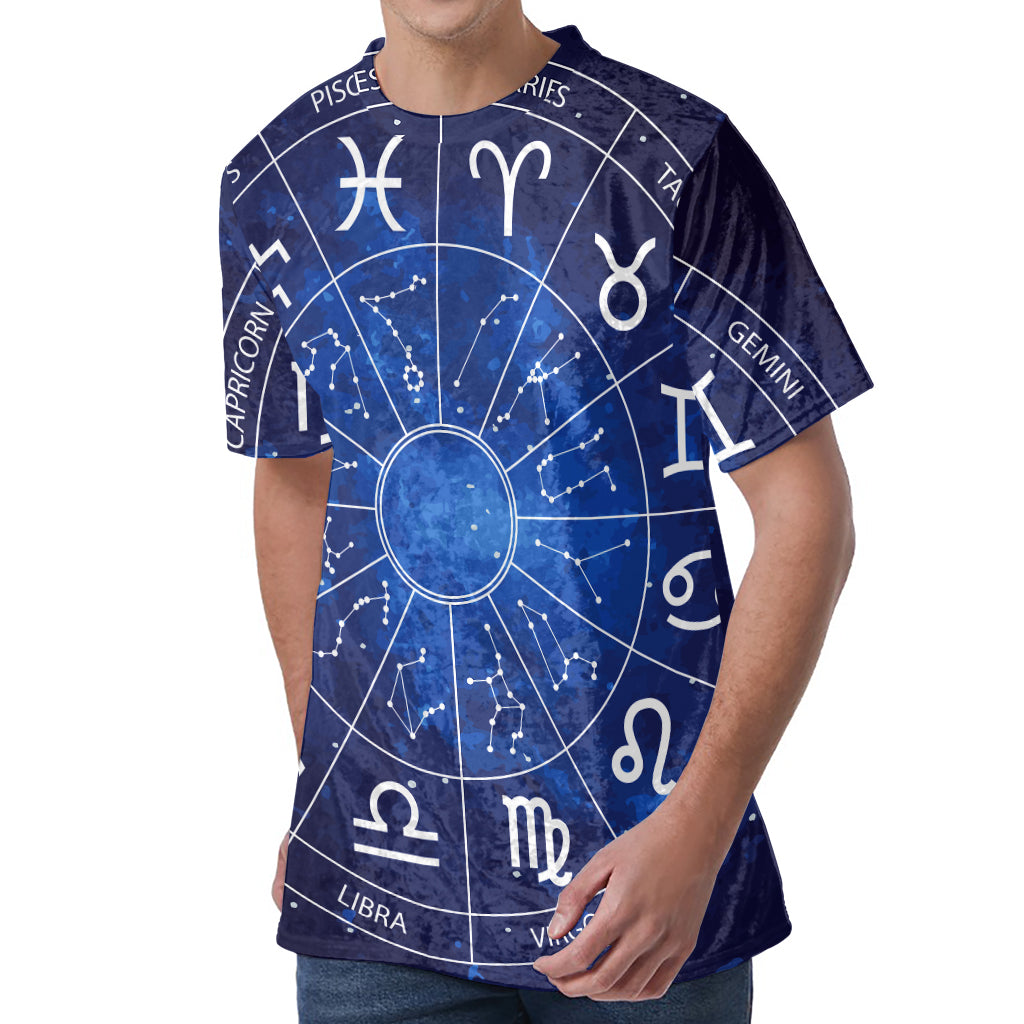 Zodiac Signs Wheel Print Men's Velvet T-Shirt Zodiac Signs Wheel Print Men's Velvet T-Shirt