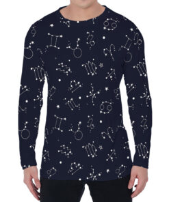 Zodiac Star Signs Pattern Print Men's Long Sleeve T-Shirt