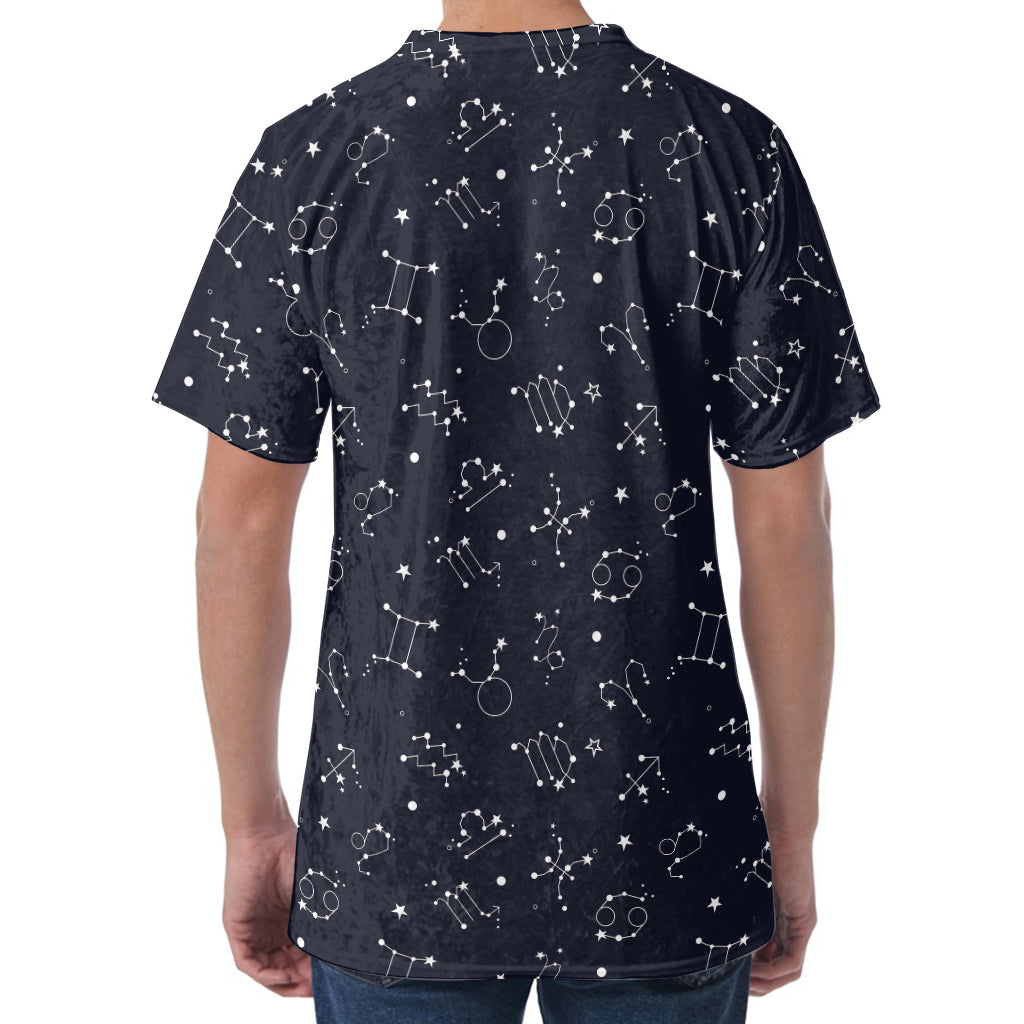 Zodiac Star Signs Pattern Print Men's Velvet T-Shirt Zodiac Star Signs Pattern Print Men's Velvet T-Shirt