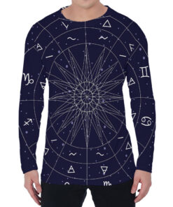 Zodiac Symbols Circle Print Men's Long Sleeve T-Shirt