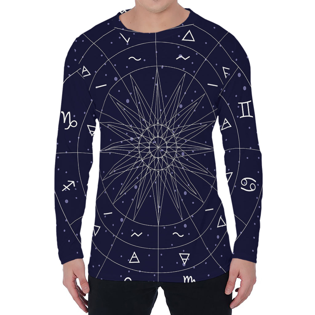 Zodiac Symbols Circle Print Men's Long Sleeve T-Shirt Zodiac Symbols Circle Print Men's Long Sleeve T-Shirt