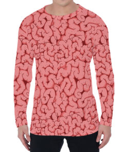 Zombie Brain Print Men's Long Sleeve T-Shirt