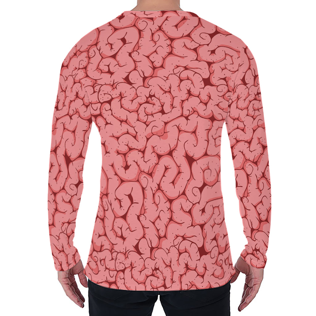 Zombie Brain Print Men's Long Sleeve T-Shirt Zombie Brain Print Men's Long Sleeve T-Shirt