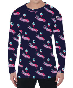 Zombie Eyeball Pattern Print Men's Long Sleeve T-Shirt